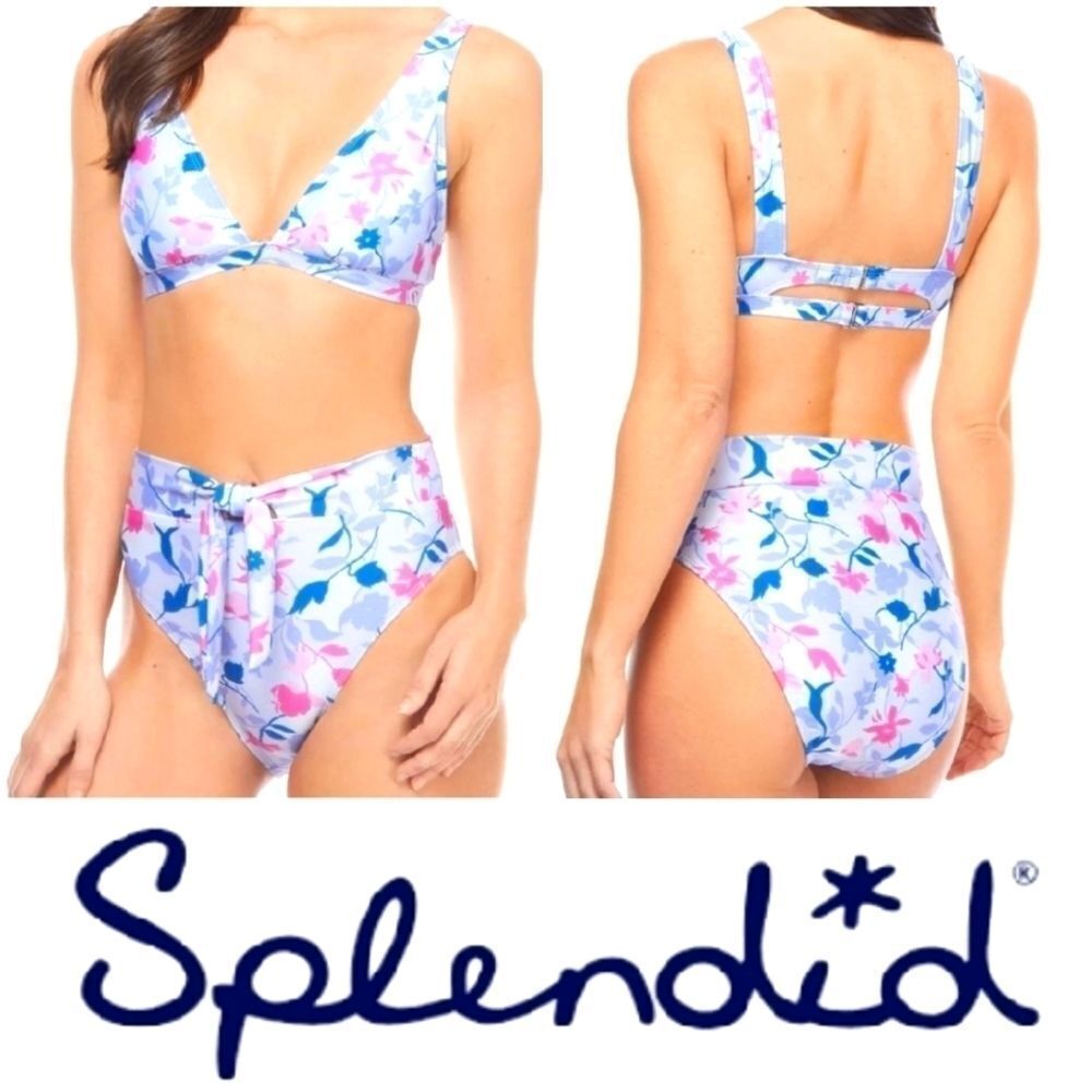 Splendid purple 2 pc Floral Flury bikini set medium